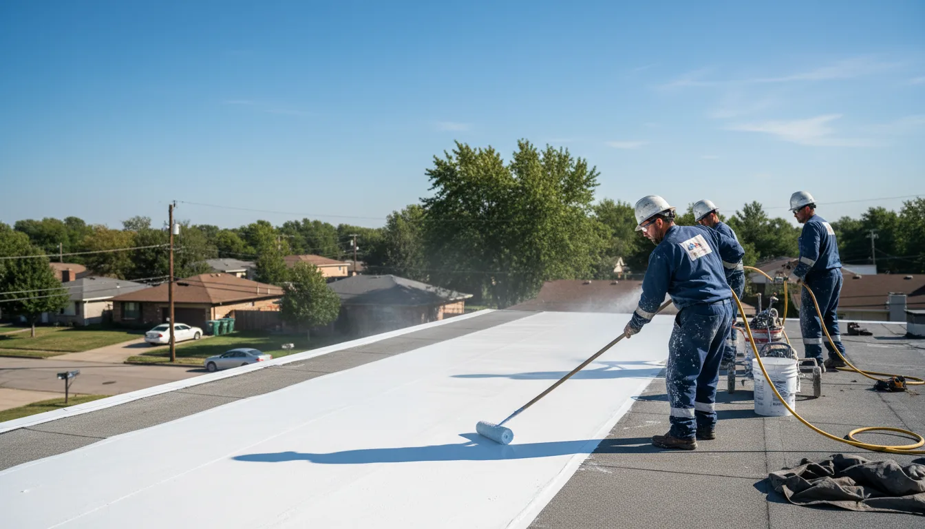 Commercial roof coating in Noble, IL near me